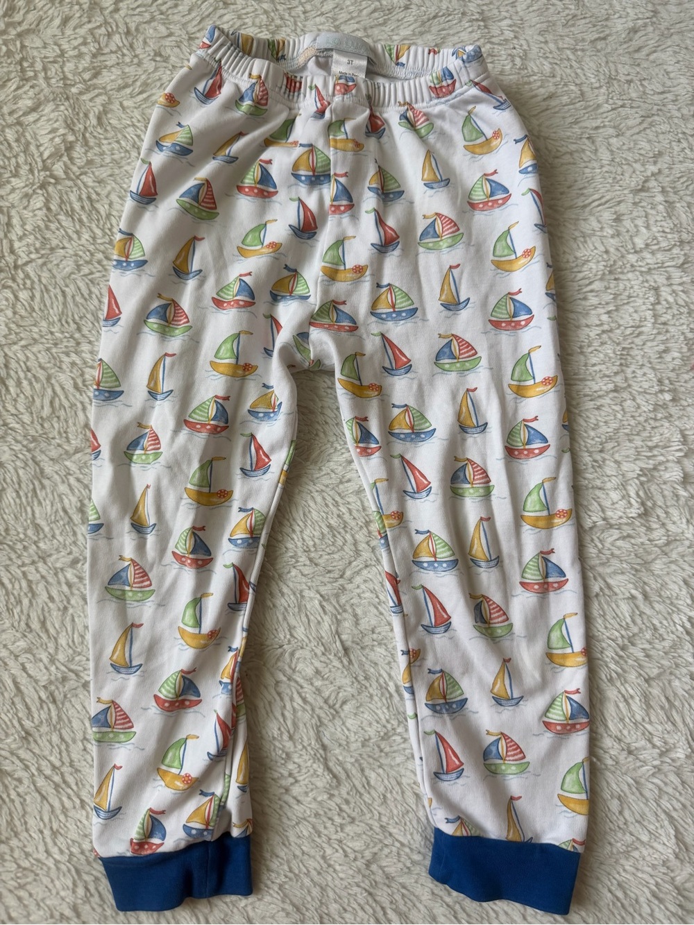 La Luna Toddler Boys Sail Boat Pajama Pants Size 3T